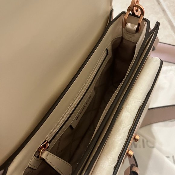 Michael Kors Sloan Editor Large Crossbody Bag Pink/White/Fawn - Rose Gold - Picture 6 of 9